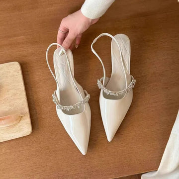Xajzpa New Style Luxury Women's Water Diamond Slim Heeled Pointed High-heeled Shoes with A Headband and Sandals for Women Zapatos Mujer